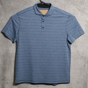 Lululemon Tech Polo Shirt Mens XL Blue Heather Striped Performance Golf Stretch